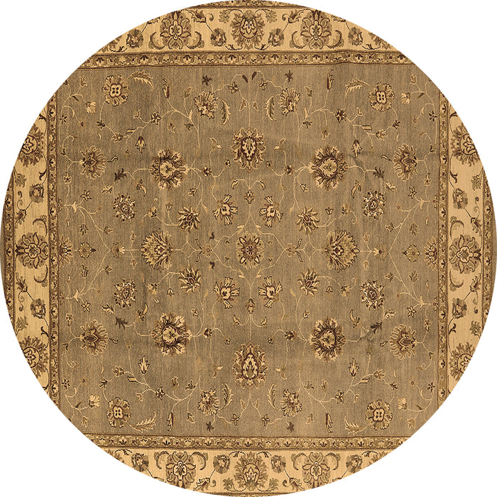 Round Oriental Brown Traditional Rug, urb1324brn