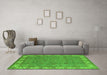 Machine Washable Oriental Green Traditional Area Rugs in a Living Room,, wshurb1324grn