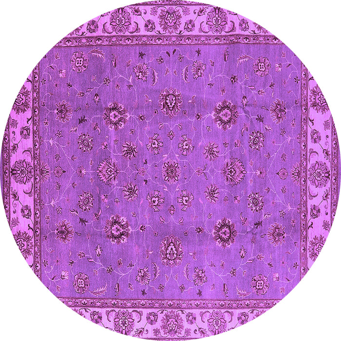 Round Oriental Purple Traditional Rug, urb1324pur