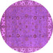 Round Oriental Purple Traditional Rug, urb1324pur