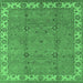 Square Oriental Emerald Green Traditional Rug, urb1324emgrn