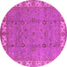 Round Oriental Pink Traditional Rug, urb1324pnk