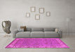 Machine Washable Oriental Pink Traditional Rug in a Living Room, wshurb1324pnk