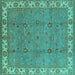 Square Oriental Turquoise Traditional Rug, urb1324turq