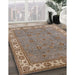Mid-Century Modern Sienna Brown Oriental Rug in Family Room, urb1324