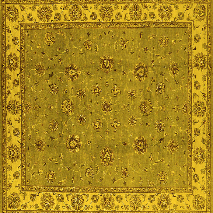 Square Machine Washable Oriental Yellow Traditional Rug, wshurb1324yw