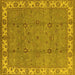 Square Machine Washable Oriental Yellow Traditional Rug, wshurb1324yw