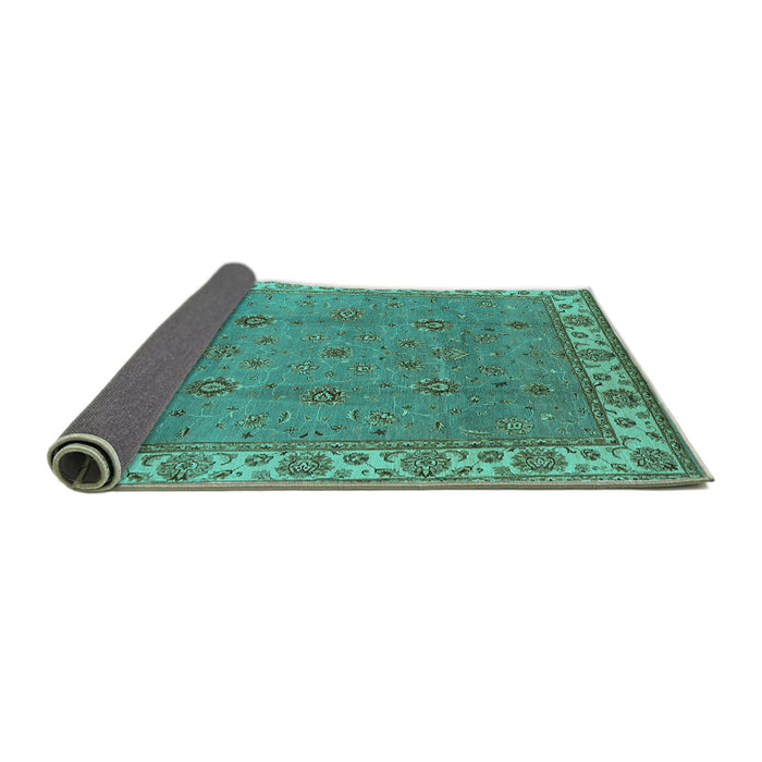 Sideview of Oriental Turquoise Traditional Rug, urb1324turq