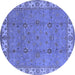 Round Oriental Blue Traditional Rug, urb1324blu
