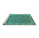 Sideview of Machine Washable Oriental Turquoise Traditional Area Rugs, wshurb1324turq