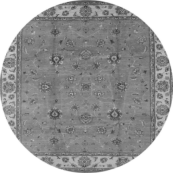 Round Machine Washable Oriental Gray Traditional Rug, wshurb1324gry