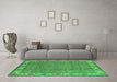 Machine Washable Oriental Emerald Green Traditional Area Rugs in a Living Room,, wshurb1324emgrn