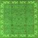 Square Machine Washable Oriental Green Traditional Area Rugs, wshurb1324grn