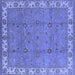 Square Machine Washable Oriental Blue Traditional Rug, wshurb1324blu