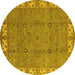 Round Oriental Yellow Traditional Rug, urb1324yw