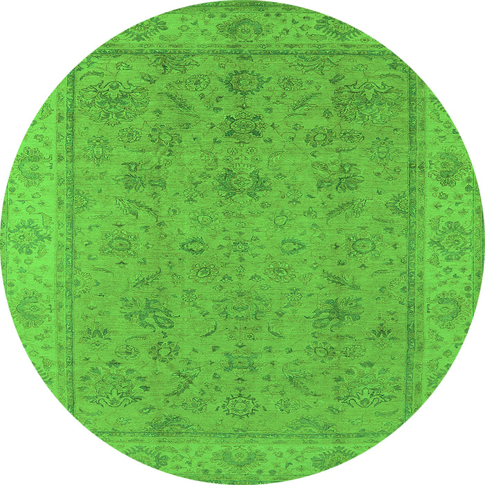 Round Oriental Green Traditional Rug, urb1325grn
