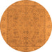 Round Oriental Orange Traditional Rug, urb1325org