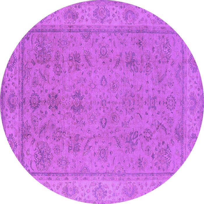 Round Oriental Purple Traditional Rug, urb1325pur