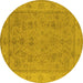 Round Oriental Yellow Traditional Rug, urb1325yw