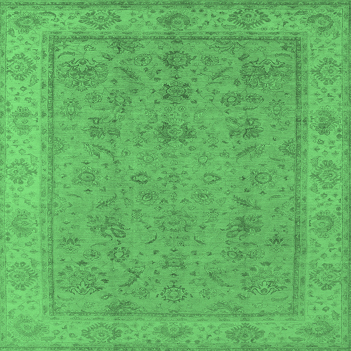 Square Oriental Emerald Green Traditional Rug, urb1325emgrn