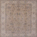 Square Mid-Century Modern Dark Almond Brown Oriental Rug, urb1325