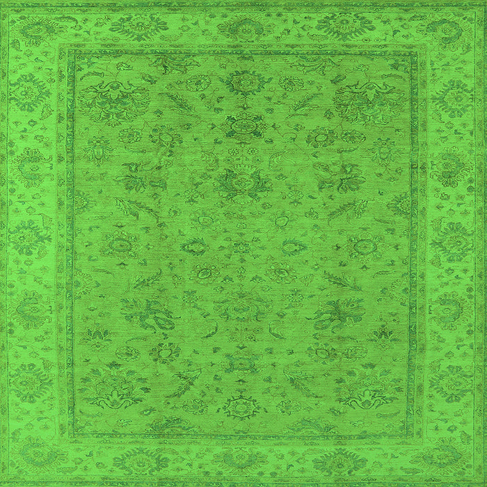 Square Machine Washable Oriental Green Traditional Area Rugs, wshurb1325grn
