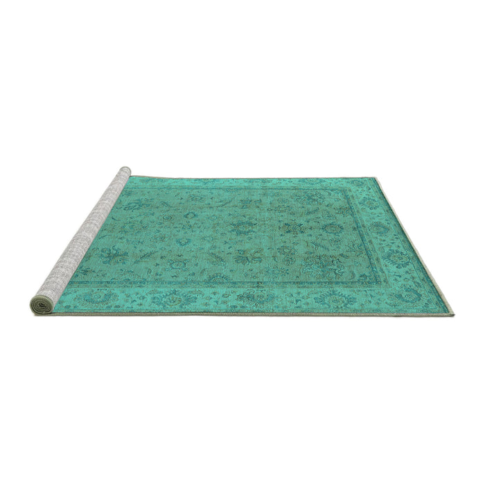 Sideview of Machine Washable Oriental Turquoise Traditional Area Rugs, wshurb1325turq