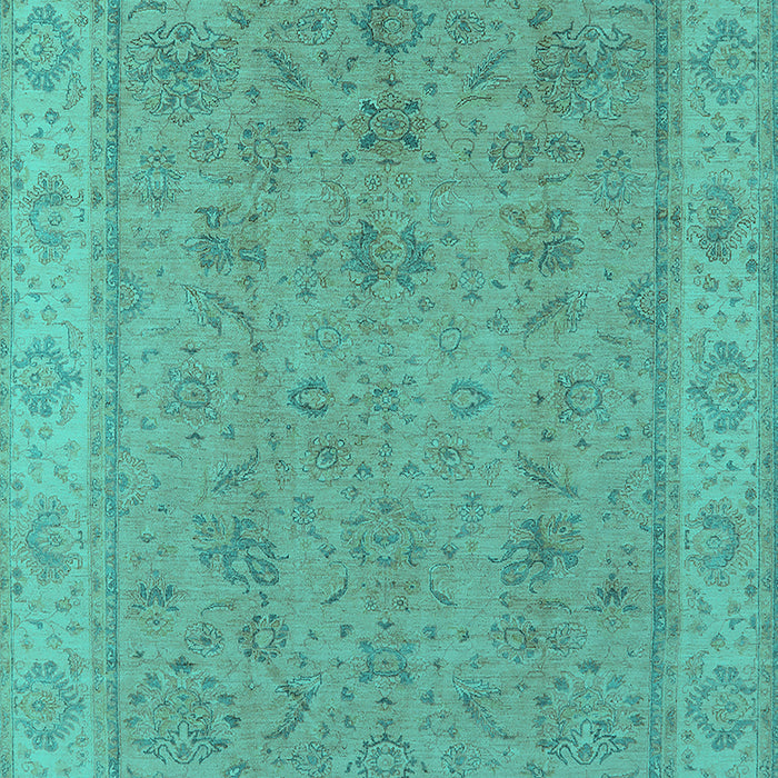 Machine Washable Oriental Turquoise Traditional Area Rugs, wshurb1325turq