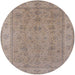 Round Mid-Century Modern Dark Almond Brown Oriental Rug, urb1325
