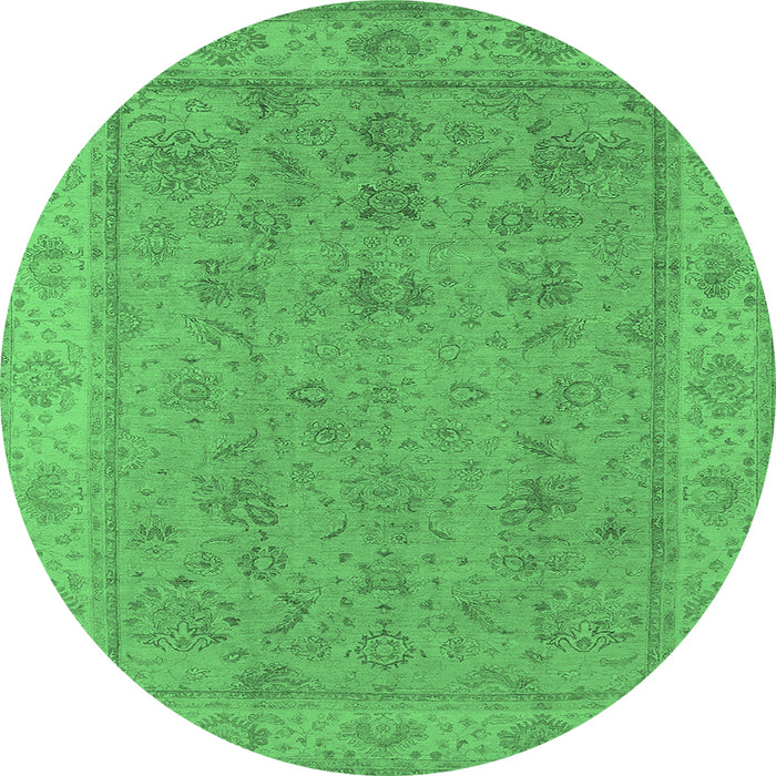 Round Oriental Emerald Green Traditional Rug, urb1325emgrn