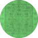 Round Oriental Emerald Green Traditional Rug, urb1325emgrn