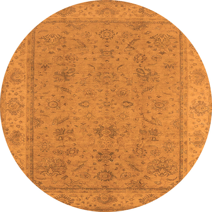 Round Machine Washable Oriental Orange Traditional Area Rugs, wshurb1325org
