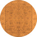 Round Machine Washable Oriental Orange Traditional Area Rugs, wshurb1325org