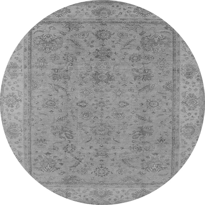 Round Machine Washable Oriental Gray Traditional Rug, wshurb1325gry