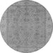 Round Machine Washable Oriental Gray Traditional Rug, wshurb1325gry