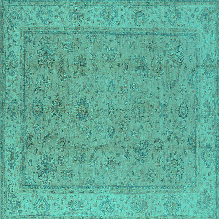 Square Oriental Turquoise Traditional Rug, urb1325turq