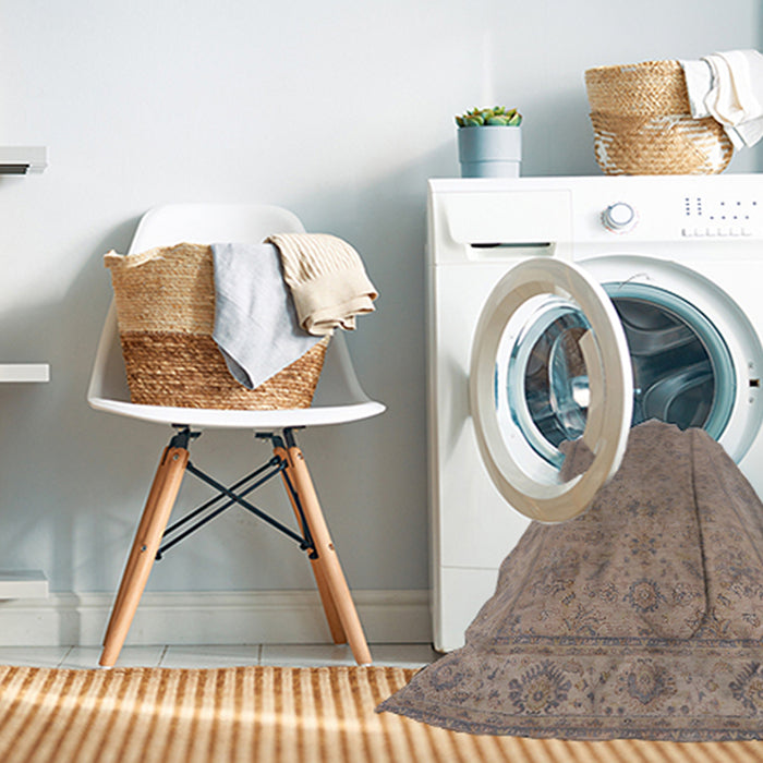 Machine Washable Industrial Modern Dark Almond Brown Rug in a Washing Machine, wshurb1325