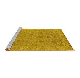 Sideview of Machine Washable Oriental Yellow Traditional Rug, wshurb1325yw