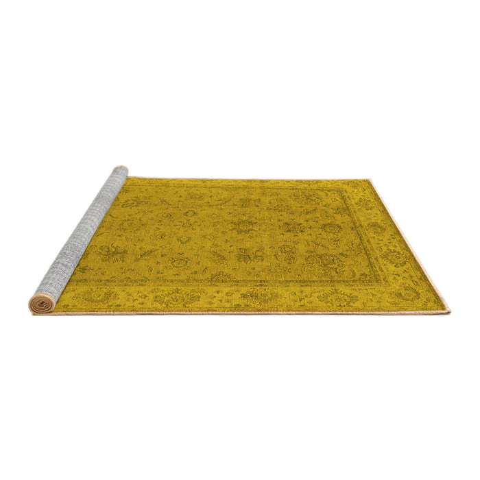 Sideview of Machine Washable Oriental Yellow Traditional Rug, wshurb1325yw