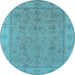 Round Oriental Light Blue Traditional Rug, urb1325lblu