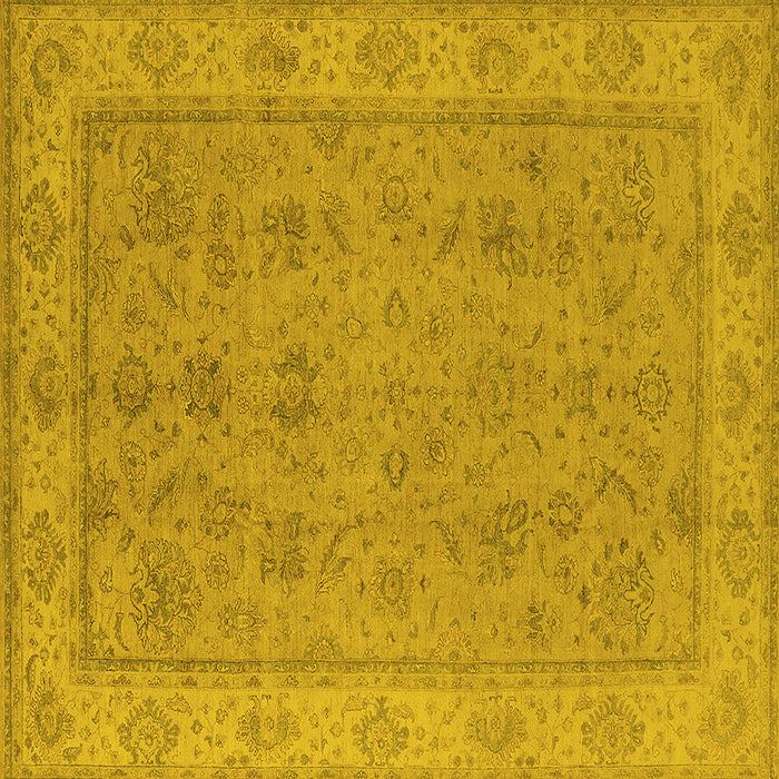 Square Machine Washable Oriental Yellow Traditional Rug, wshurb1325yw