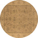 Round Oriental Brown Traditional Rug, urb1325brn