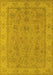 Machine Washable Oriental Yellow Traditional Rug, wshurb1325yw