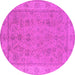 Round Machine Washable Oriental Pink Traditional Rug, wshurb1325pnk