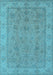 Machine Washable Oriental Light Blue Traditional Rug, wshurb1325lblu