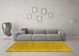 Machine Washable Oriental Yellow Traditional Rug in a Living Room, wshurb1325yw