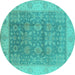 Round Oriental Turquoise Traditional Rug, urb1326turq