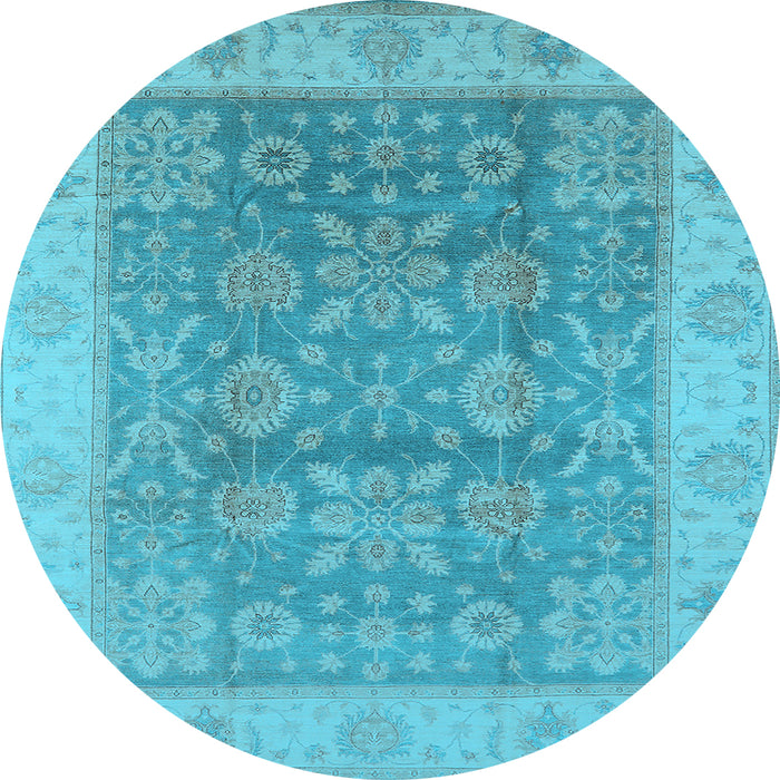 Round Oriental Light Blue Traditional Rug, urb1326lblu