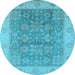 Round Oriental Light Blue Traditional Rug, urb1326lblu