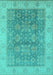 Machine Washable Oriental Turquoise Traditional Area Rugs, wshurb1326turq